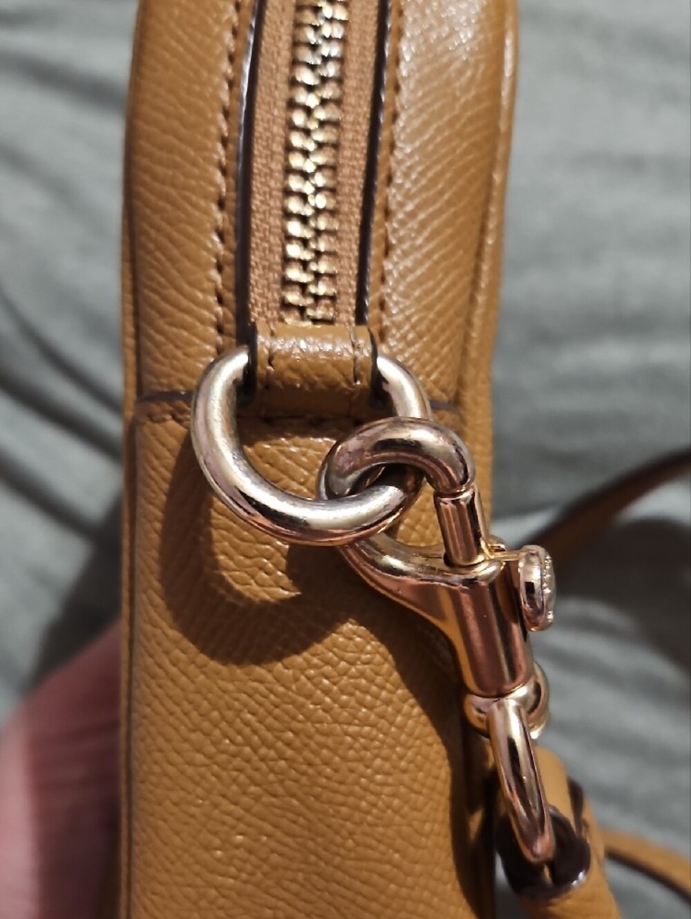 Coach Caramel Pebbled Leather Crossbody Bag with Gold Hardware (F80589) - Picture 8 of 13